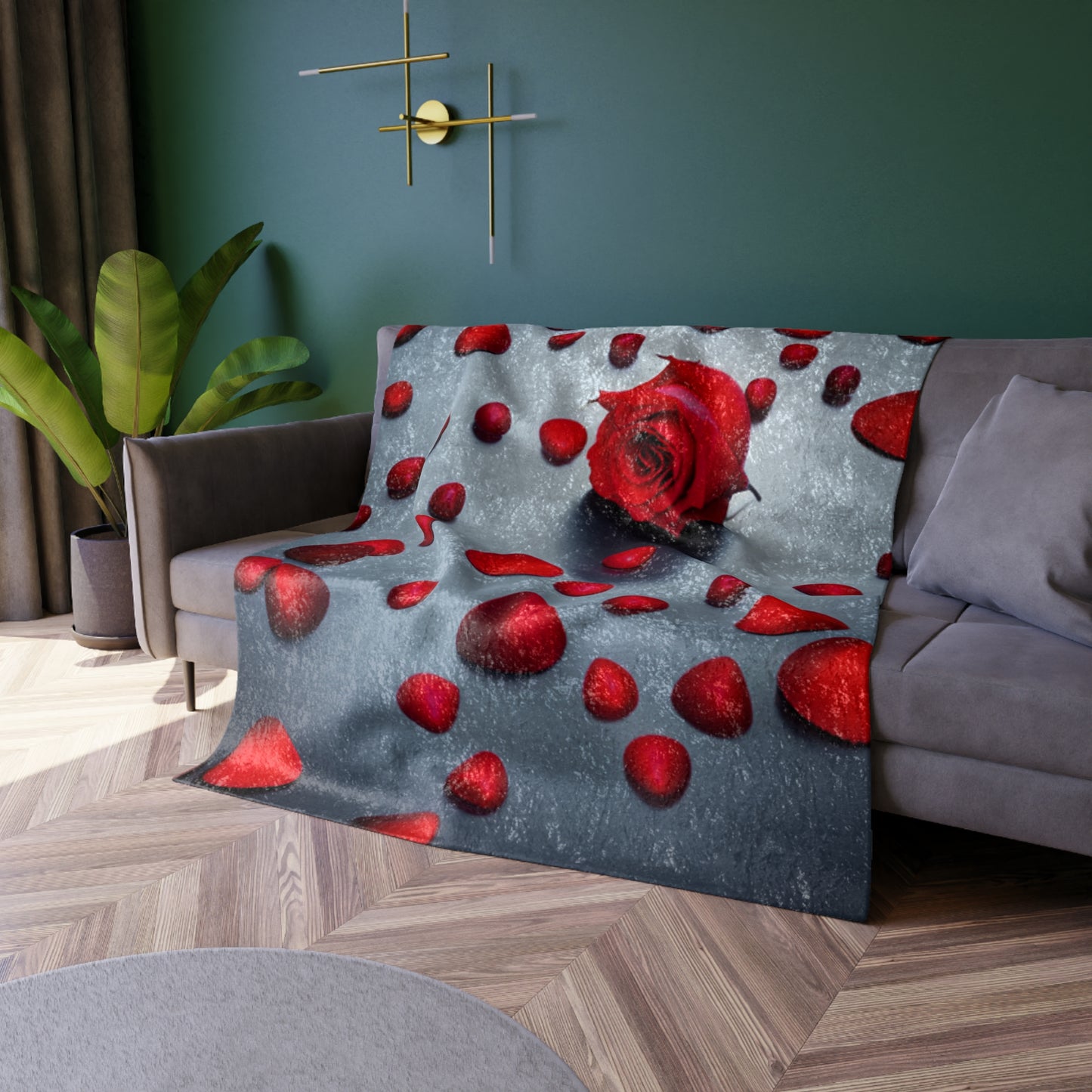 Red petals - Crushed Velvet Blanket
