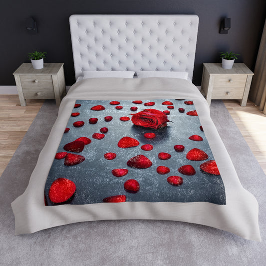 Red petals - Crushed Velvet Blanket
